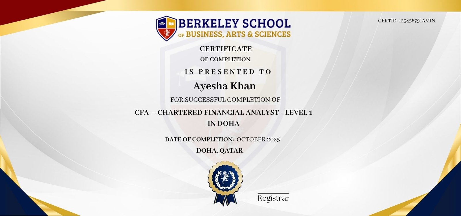 CFA – Chartered Financial Analyst - Level 1